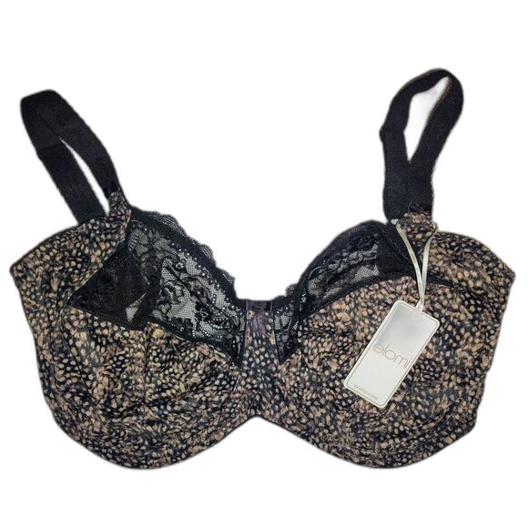 NWT Elomi  Morgan Size 32N  Underwired Plus Size Lingerie Lace Stretch Ebony - Picture 1 of 6